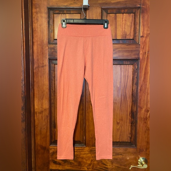 NWOT LuLaRoe Heathered Coral Pink/Orange OS Leggings - Picture 2 of 9